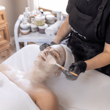 Women getting a facial at a spa
