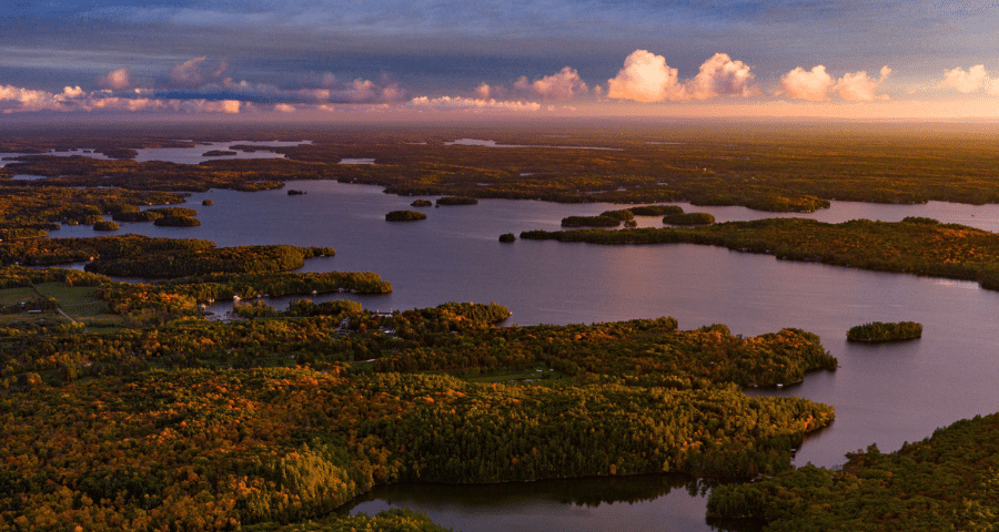 Arial view of Fall in Muskoka