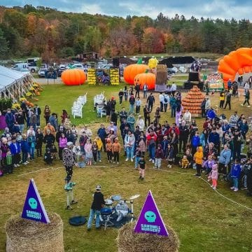 Arial shot of fall festival